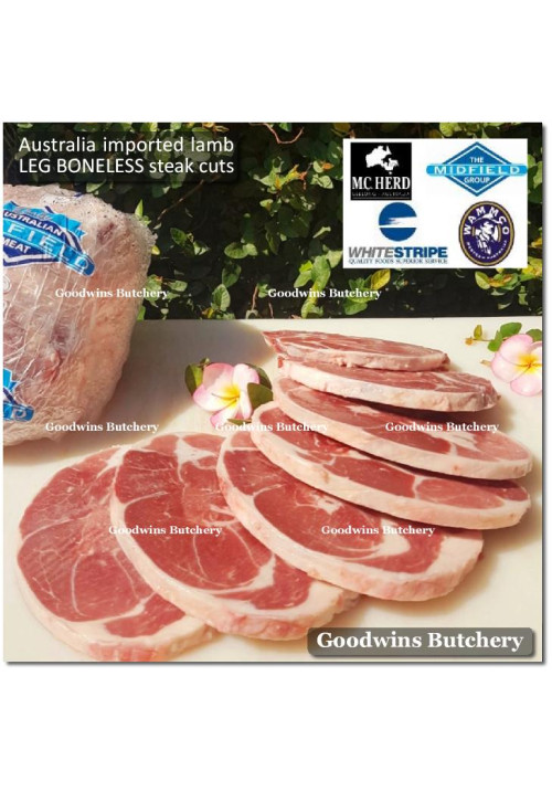 Lamb LEG BONELESS frozen STEAK schnitzel 1cm 3/8" (price/pack 600g 3-4pcs) any brand in stock Australia Midfield Wammco WhiteStripe McHerd